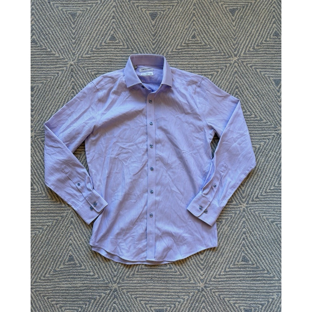 Twillory Safe Cotton Long‎ Sleeve Button Shirt - White/Purple/Blue - 15 32/33